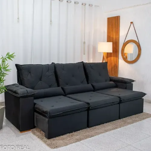 !!! ENTREGA GRATIS !!! Sofá Retrátil Reclinável City 2.70m Veludo