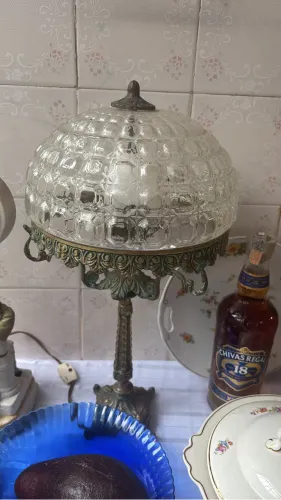 Abajur de cristal com bronze