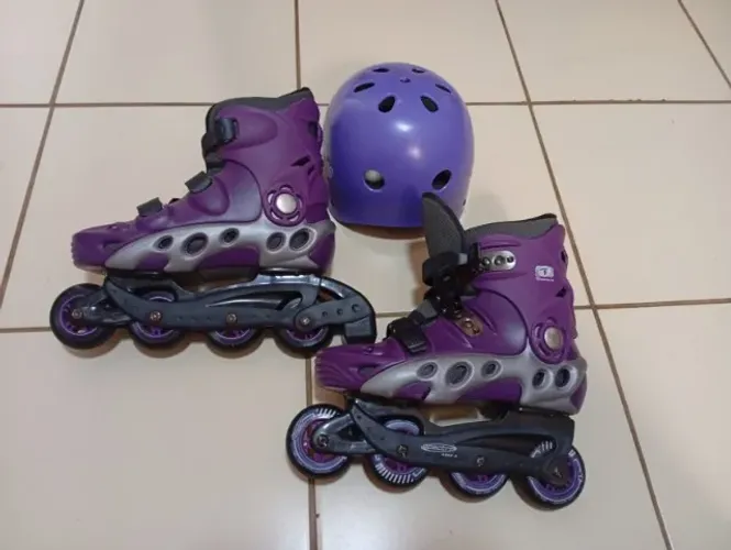 Patins Inline Traxart Spectro ABEC - 5 Roxo - Tamanho 38/39 + Capacete