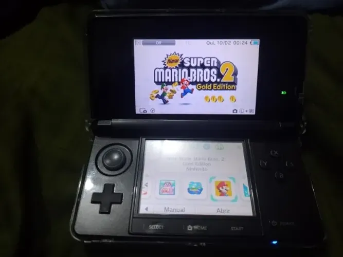 Nintendo 3DS, Azul Ciano ou Preto, Desbloqueado, Case, Carregador, Parcelo, Aceito troca