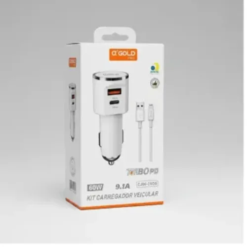 Kit Carregador Veicular Turbo Pd 60w Para I.p.h.o.n.e..