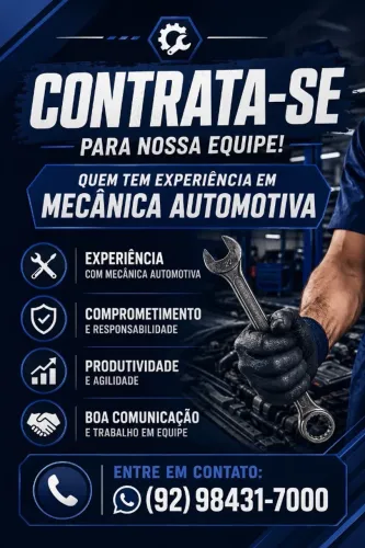 Mecânico com experiência, sem vícios, organizado, honesto e pontual.