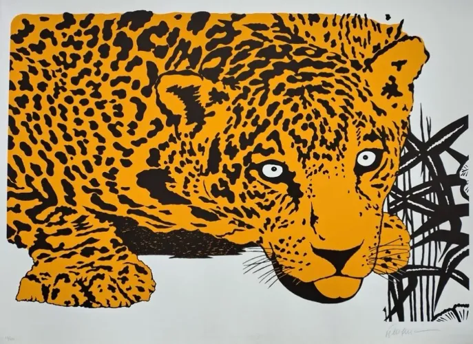 Serigrafia Rara Onça Amarela De Kléber Ventura Gd 70x100