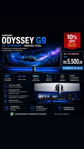MONITOR SAMSUNG ODYSSEY G9 49? ULTRAWIDE - IMERSÃO TOTAL ?