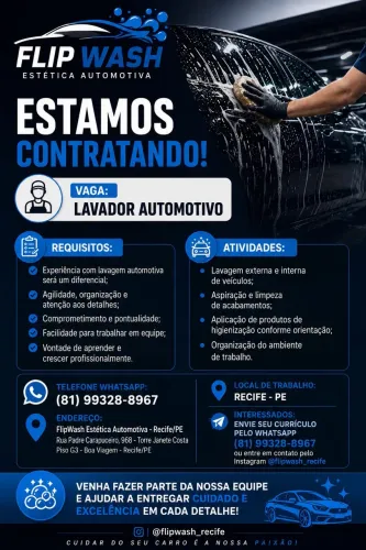 Vaga para lavador  - polidor - ESTEtica automotiva