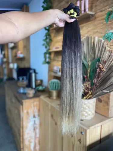 Cabelo Vietnamita Premium - Loiro com Raiz Escura