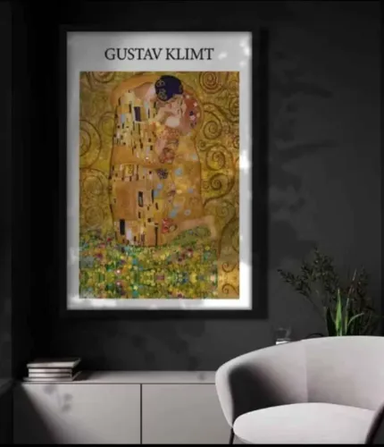 Quadro Gustav Klimt-" O beijo"- moldura em MDF 60 x 40cm