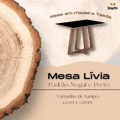 Mesa Lívia 120x80 Retangular **nova na caixa**