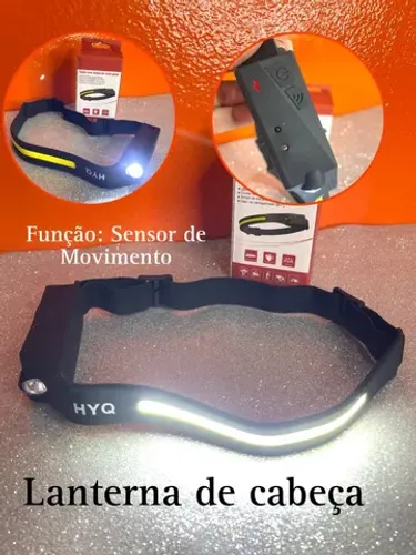 Lanterna De Cabeça Led Sensor De Mão Fita Ajustável Usb <br>