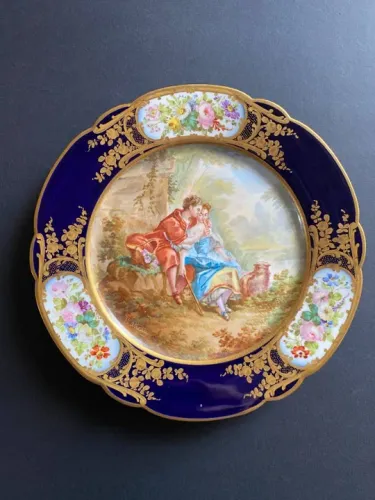 Prato de parede Sevres 1844 - Chateau de Tuileries - Rei Luis Felipe