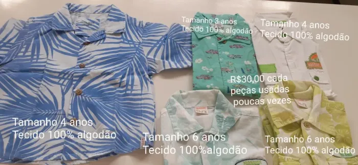 Camisas infantis de manga curta