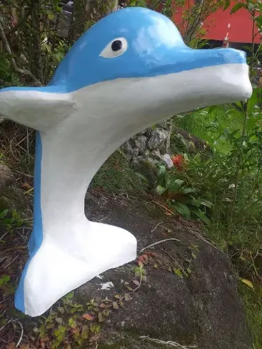 Golfinho chafariz em cimento para lagos e piscina