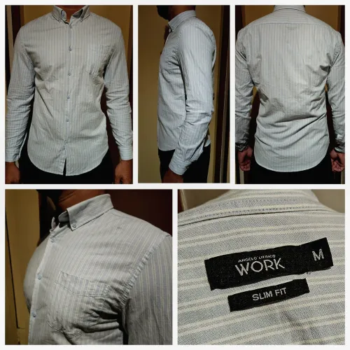 Camisa Work Slim Fit M Azul Baby