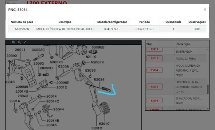 Mola Pedal Retorno do Freio Mb058628 Original