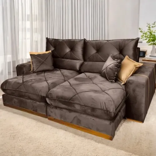 Sofá Retrátil e Reclinável Gran Bello 2,50 cm   Pronta Entrega 