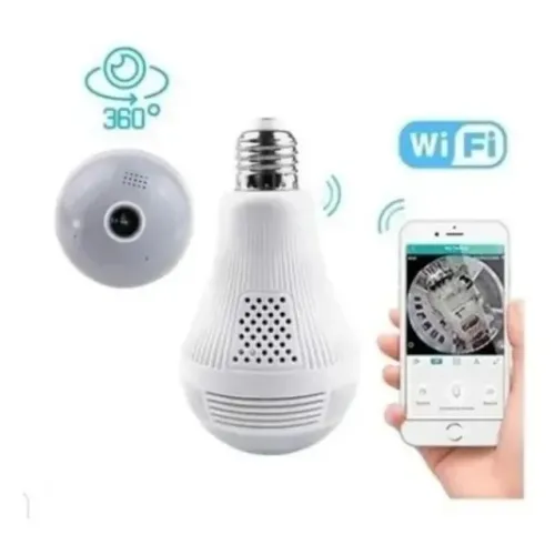 Câmeras Ip Lâmpada Vr 360 Panorâmica C/visão Noturna.