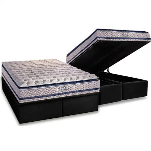 Colchão Queen Blue + Base Box Baú tt43