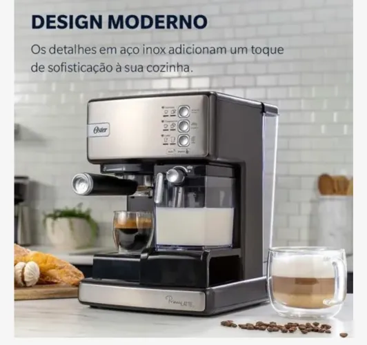 Cafeteira Espresso Oster Nova PrimaLatte Inox para Cápsula, Pó e Sachê - 220v