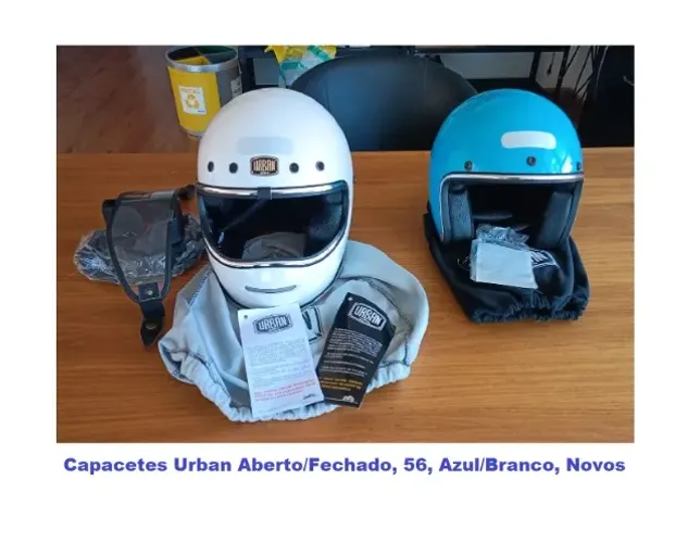 Capacetes Urban Aberto e Fechado, 56, Azul e Branco, Novos.