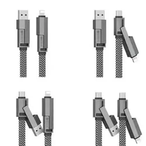 Cabo Reforçado Universal 4 Em 1 usb x Tipo C x Lighting Get Obsidian 60W - H'rebos