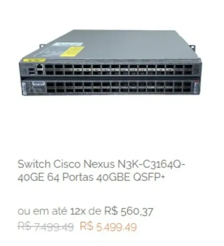 Switch Cisco Nexus N3K-C3164Q - 40GE, 64 Portas, 40GBE QSFP+