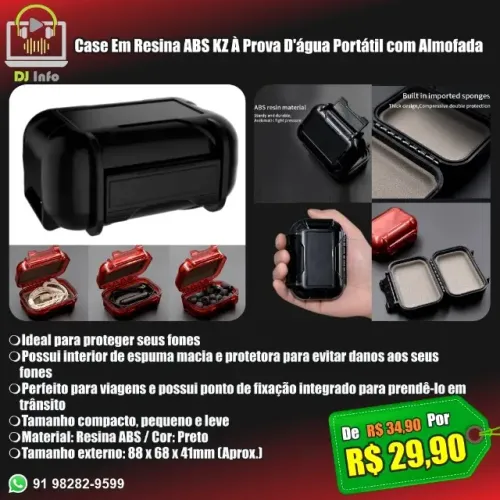 Case Em Resina ABS KZ À Prova D'água Portátil com Almofada