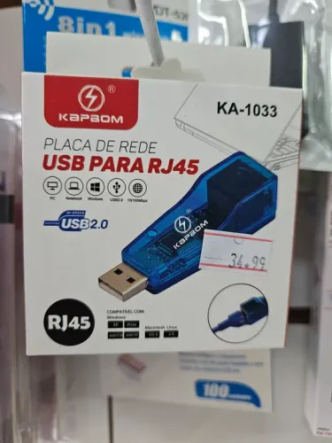 Placa de Rede USB RJ45 Kapbom - Nova