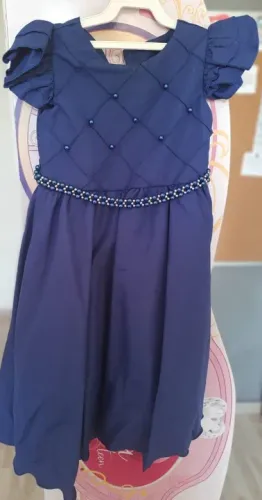 Vestido Infantil Azul com Pedrarias