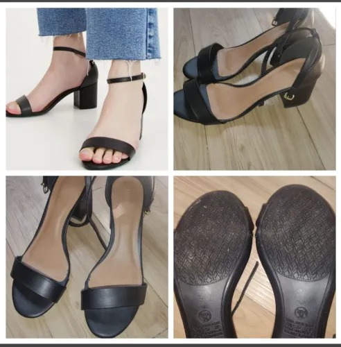 Sandália salto bloco preta_ Tam: 36