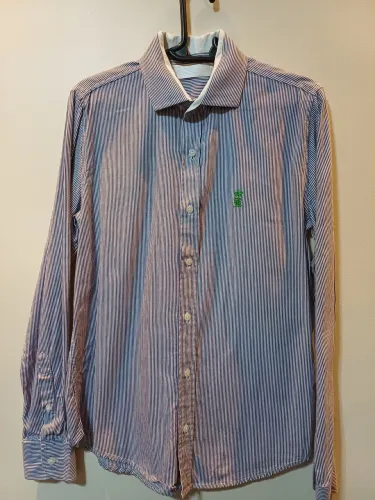 Camisa social masculina SERGIO K. listrada semi-nova,  tam.P 