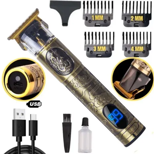Maquina De Cabelo e Barba Profissional Premium Dragão Vintage Com Display LCD Inteligente