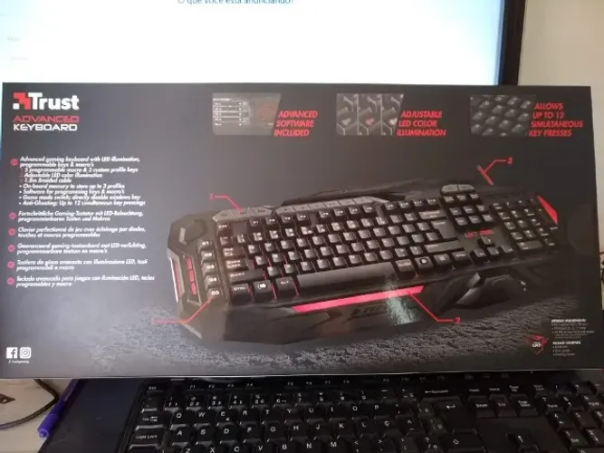Teclado Gamer GXT285 Trust Retroiluminado Anti-Ghosting Macro Novo Original lacrado