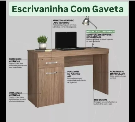Escrivaninha com Gaveta e Porta Objetos com Frete Grátis!!