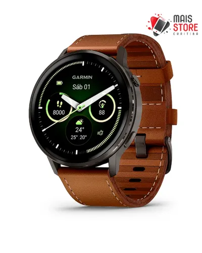 Relógio Garmin Venu 4 -45 MM - Slate/Brown (010-03013-02) + Pulseira (Novos/Lacrados)