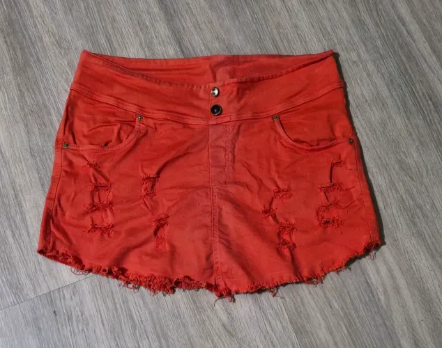Short Saia Jeans Vermelho 46/48