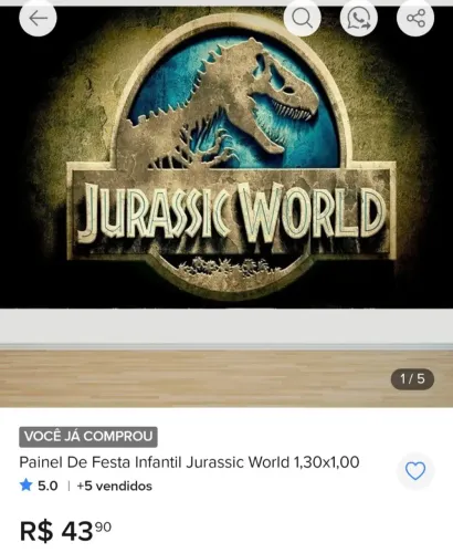 Painel jurassic word em lona
