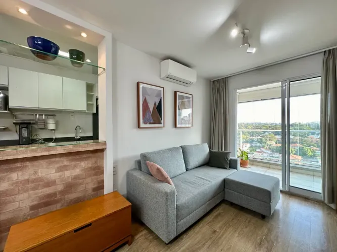 Apartamento mobiliado para alugar no Cube Campo Belo próx metrô, Berrini Itaim Aeroporto, 