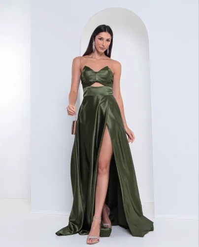 Vestido Grazi Verde Oliva Qbonita XGG | Usado 1 vez