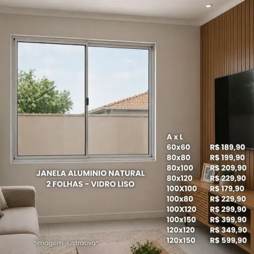 janela 02 folhas vidrp liso