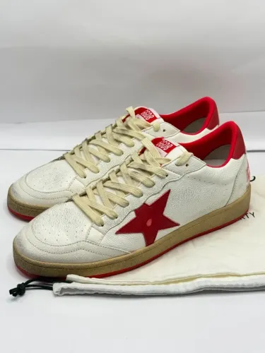 tenis golden goose ballstar branco/vermelho tam 40