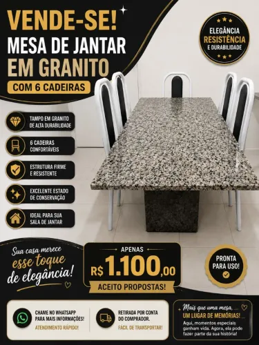 MESA DE GRANITO 6 CADEIRAS