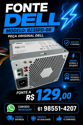 Fonte Atx Dell B235pd-00 235w Optiplex 330 360 380 Cor Prateado