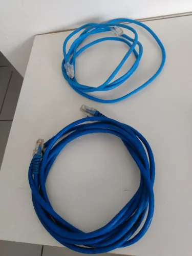 Kit 2 Cabos De Rede Ethernet Lan Internet Rj45 Azul Usado