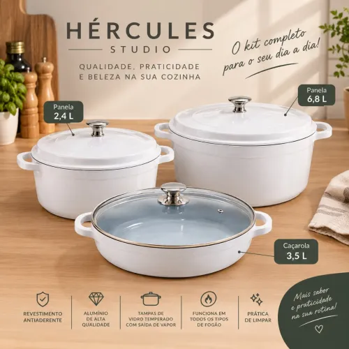 Kit panelas com revestimento em cerâmica Studio (Hércules)