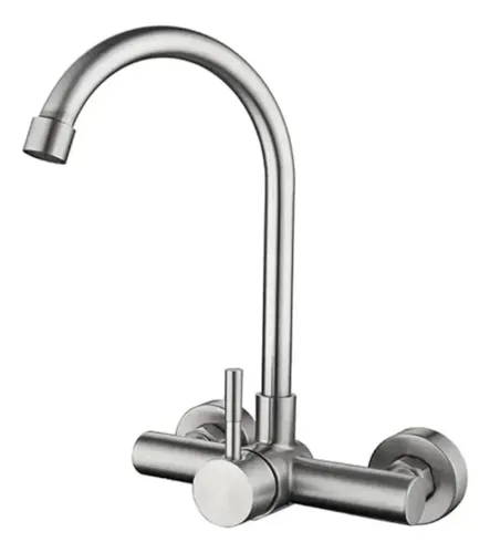 Torneira Luxo Misturador Aço Giratória Parede Wc / Cozinha 15cm Distancia Registro Escovad