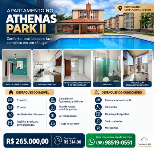 Imóvel para venda tem 57 metros quadrados com 2 quartos em Parque Athenas - São Luís - MA