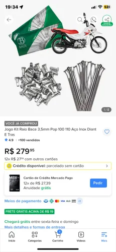 Raio inox para pop 110