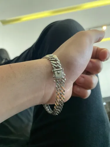 Pulseira prata pulso fecho gaveta