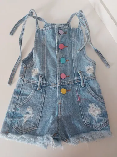 Macaquinho jeans infantil - 2 anos