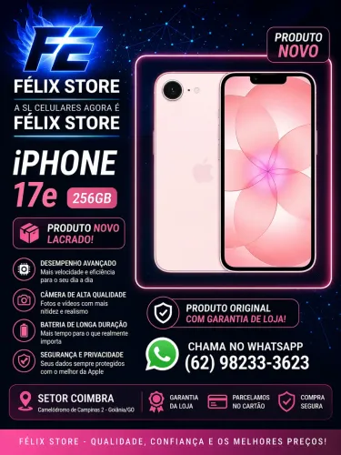 iPhone 17e 256GB Rosa Novo Lacrado | FÉLIX STORE Goiânia com Garantia